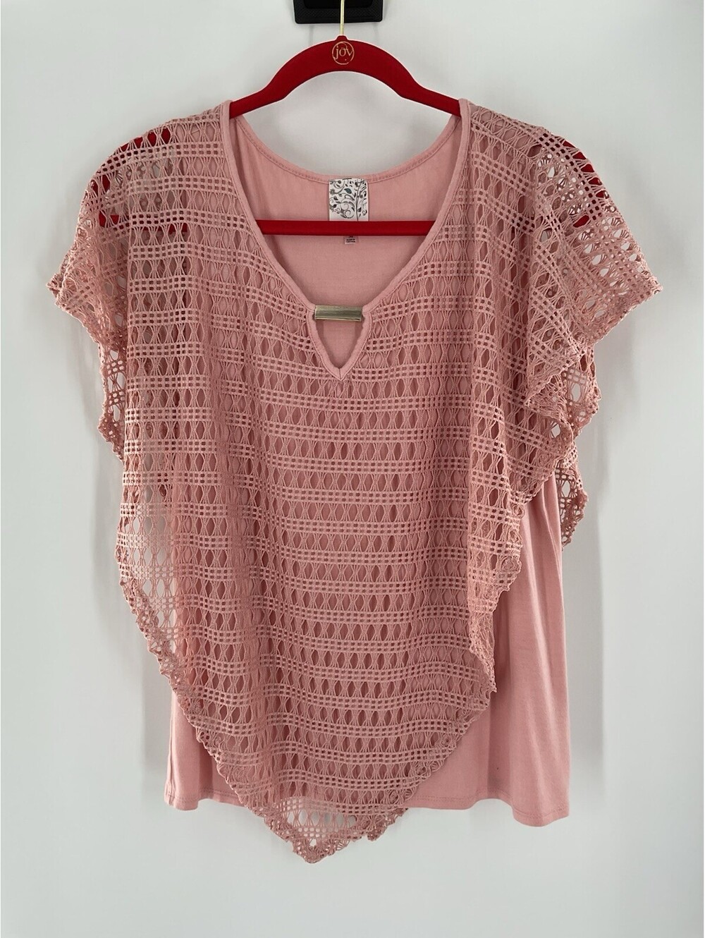 Naïf Women’s Medium Blouse Pink Crochet Doily Type Overlay 111